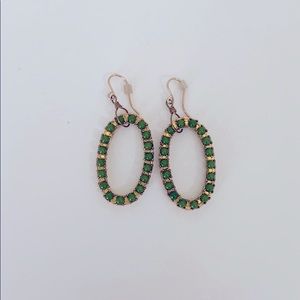 Anthropologie Green & Gold Hoop Earrings